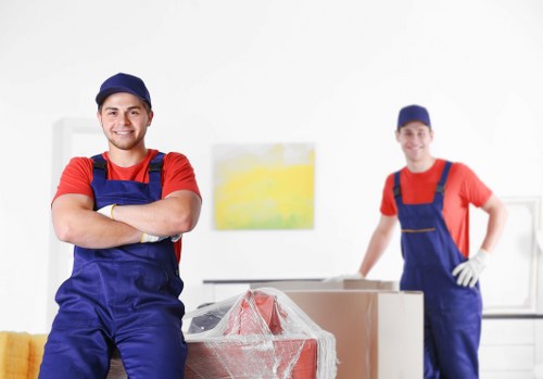 Removal van and moving boxes in Edgware