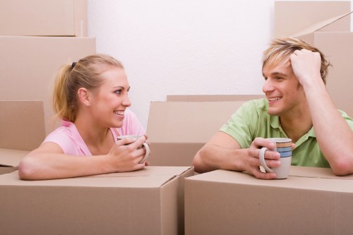 Furniture and box loading into a moving truck in Edgware