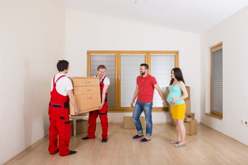Removal team preparing safe moving equipment