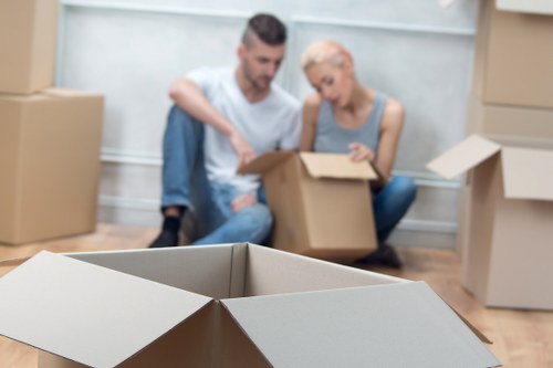 Packed household items ready for removal in Edgware