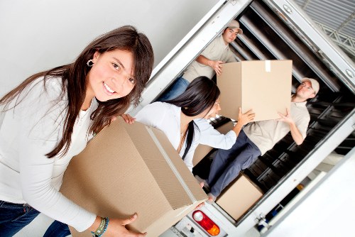 Packed boxes and household items prepared for transport